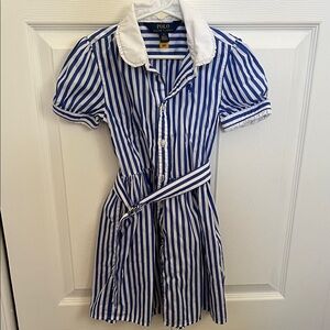Polo by Ralph Lauren Blue and White Striped Kids Dress